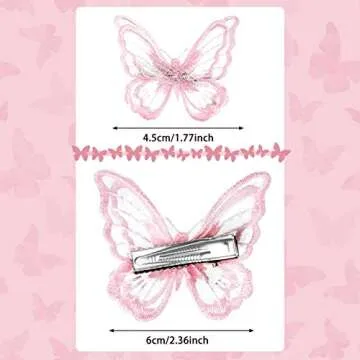 WILLBOND 18 Pieces Butterfly Hair Clip Halloween Lace Hair Bows Embroidery Butterfly Hair Pins Hair Accessories for Halloween Cosplaying Women, 2 Sizes(Pink)