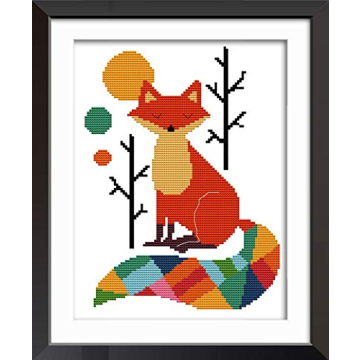 Joy Sunday Cross Stitch Kits 11CT Stamped Seven Color Fox 11"x15" or 28cmx38cm Easy Patterns Embroid...