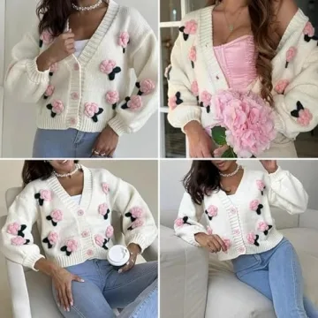 Kawaii Strawberry Embroidered Cardigan for Women