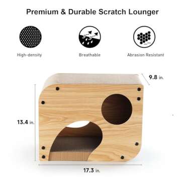 FUKUMARU Cat Scratcher Lounge, 17.3 X 9.8 X 13.4 Inches Vertical and Horizontal Cardboard Cats House...
