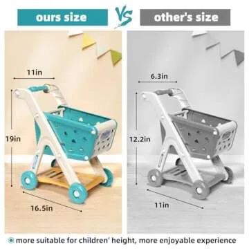 Jovow 98pcs Kids Shopping Cart Trolley Play Set with Pretend Food and Accessories,Perfect for Ages 3+ Pretend Play and Role-Playing Games