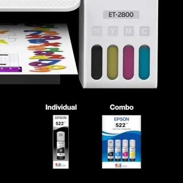 EPSON 522 EcoTank Ink Ultra-high Capacity Bottle Color Combo Pack (T522520-S) Works with EcoTank ET-2720, ET-2800, ET-2803, ET-2840, ET-4700, ET-4800, ET-4810