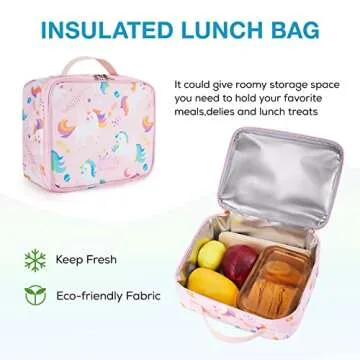 mommore Kids Backpack Set, Unicorn Backpack for Girls Lightweight Elementary Bookbag for Students School backpack for Children with Chest Strap Water Resistant,3pcs pink