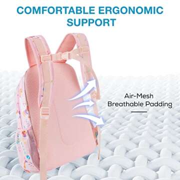 mommore Kids Backpack Set, Unicorn Backpack for Girls Lightweight Elementary Bookbag for Students School backpack for Children with Chest Strap Water Resistant,3pcs pink