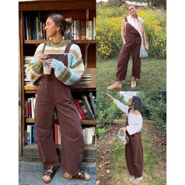 MAOECO Barrel Overalls Denim Jumpsuits for Women Casual Loose Baggy Jeans Pants Sleeveless Bib Fall ...