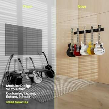 String Swing Guitar Wall Rack, Multiple Guitar Wall Mount, Guitar Organizer for Acoustic & Electric ...