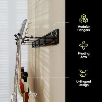 String Swing Guitar Wall Rack Holds 5 Guitars Securely