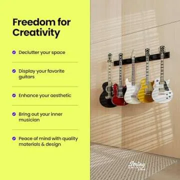 String Swing Guitar Wall Rack Holds 5 Guitars Securely