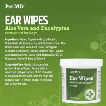 Pet MD Dog Ear Cleaner Wipes Aloe Eucalyptus 100 Count