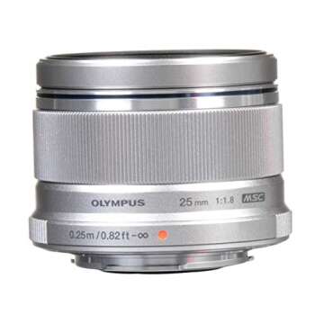 OM SYSTEM OLYMPUS M.Zuiko Digital 25mm F1.8 Silver For Micro Four Thirds System Camera, Compact Design, Beautiful Bokeh, Bright