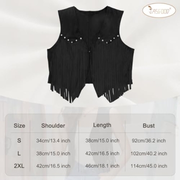 Stylish JASGOOD Women's Faux Suede Tassel Vest