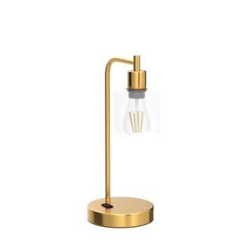 QiMH Set of 2 Industrial Touch Control Table Lamps with 2 USB Ports and 2 AC Outlets, 3-Way Dimmable Bedside Nightstand Reading Lamps with 2700K LED Bulbs, Glass Desk Lamp for Living Room,Bedroom