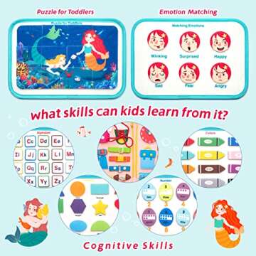 Giant Cabbage Busy Board Sensory Toys for Toddlers 1 2 3 4, Toddler Travel Activities Educational Toys, Montessori Toys for 2 3 4 Year Old Girls Gift, Mermaid