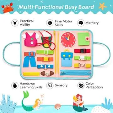Giant Cabbage Busy Board Sensory Toys for Toddlers 1 2 3 4, Toddler Travel Activities Educational Toys, Montessori Toys for 2 3 4 Year Old Girls Gift, Mermaid