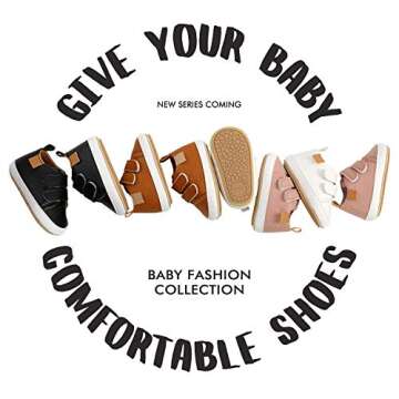 SOFMUO Baby Boys Girls High Top Ankle Leather Sneakers - Soft Rubber Sole Infant Moccasins