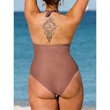 CUPSHE Women Swimsuit - Plus Size One Piece with Keyhole & Tummy Control