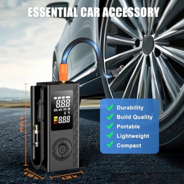 Blestan 150PSI Tire Inflator: Cordless Air Compressor for Cars, Bikes, and Balls with Digital Displa...