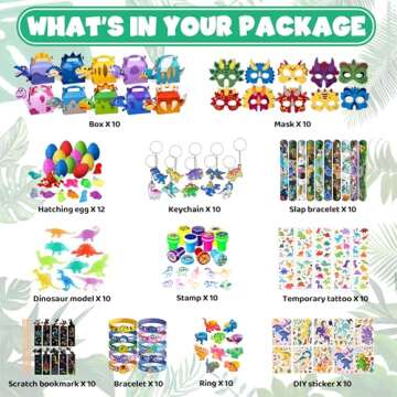 DMIGHT Dinosaur Party Favors - Complete Kids Birthday Supplies Set