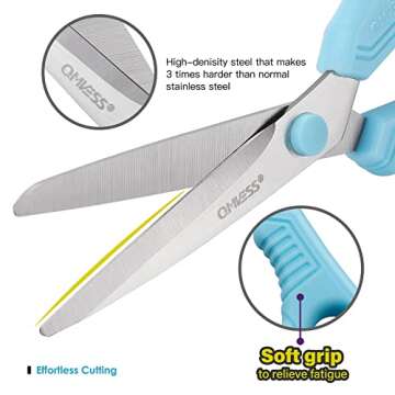 QMVESS 8.5" Scissors All Purpose 3 Pack, Ultra Sharp Multipurpose Blade Shears, Professional Ergonomic Comfort Grip Scissors for Office School Home Sewing Fabric DIY Craft Cutting General Use…