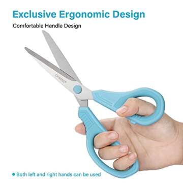 QMVESS 8.5" Scissors All Purpose 3 Pack, Ultra Sharp Multipurpose Blade Shears, Professional Ergonomic Comfort Grip Scissors for Office School Home Sewing Fabric DIY Craft Cutting General Use…