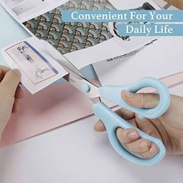 QMVESS 8.5" Scissors All Purpose 3 Pack, Ultra Sharp Multipurpose Blade Shears, Professional Ergonomic Comfort Grip Scissors for Office School Home Sewing Fabric DIY Craft Cutting General Use…