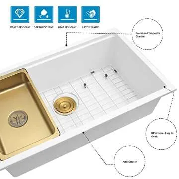 Elegant 30-Inch YAQUN Composite Kitchen Sink with Accessories