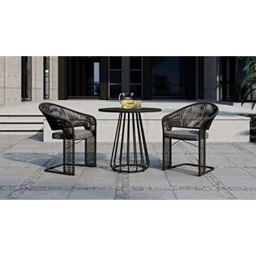 ZURI Modern Outdoor Patio Gale Stainless Steel Dining Table - Black