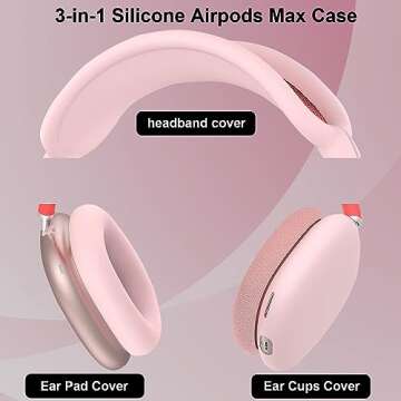 Silicone Case Cover for AirPods Max Headphones, Anti-Scratch Ear Pad Case Cover/Ear Cups Cover/Headb...
