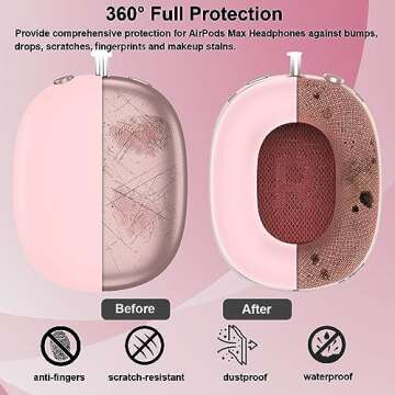 Silicone Case Cover for AirPods Max Headphones, Anti-Scratch Ear Pad Case Cover/Ear Cups Cover/Headband Cover for AirPods Max, 3-in-1 Accessories Case Protector Cover for Airpods Max (Pink)