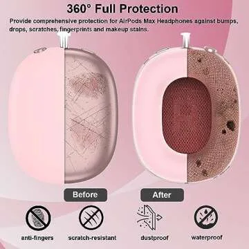 Silicone Case Cover for AirPods Max Headphones, Anti-Scratch Ear Pad Case Cover/Ear Cups Cover/Headband Cover for AirPods Max, 3-in-1 Accessories Case Protector Cover for Airpods Max (Pink)