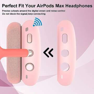 Silicone Case Cover for AirPods Max Headphones, Anti-Scratch Ear Pad Case Cover/Ear Cups Cover/Headband Cover for AirPods Max, 3-in-1 Accessories Case Protector Cover for Airpods Max (Pink)