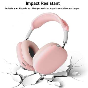 Silicone Case Cover for AirPods Max Headphones, Anti-Scratch Ear Pad Case Cover/Ear Cups Cover/Headband Cover for AirPods Max, 3-in-1 Accessories Case Protector Cover for Airpods Max (Pink)