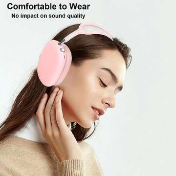 Silicone Case Cover for AirPods Max Headphones, Anti-Scratch Ear Pad Case Cover/Ear Cups Cover/Headband Cover for AirPods Max, 3-in-1 Accessories Case Protector Cover for Airpods Max (Pink)