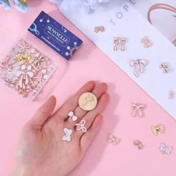 SUNNYCLUE 1 Box 40Pcs 10 Styles Bowknot Charms Bulk Bow Knot Enamel Charms Alloy Metal Bow Tie Lolita 3D Charm for Jewelry Making Charms DIY Necklace Bracelet Earring Crafting Women Beginners Adults