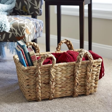 Large Rectangular Wicker Storage Basket for Home