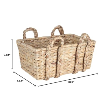 Large Rectangular Wicker Storage Basket for Home