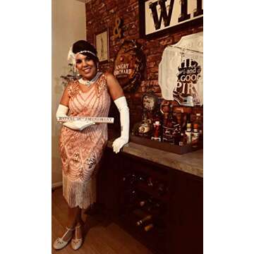 PrettyGuide Women 1920s Gatsby Cocktail Sequin Art Deco Flapper Dress S Rose Gold