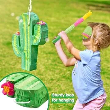 Cinco De Mayo Cactus Pinata for Kids Birthday Party, (16.75x11.25x3 in.) for Fun Fiesta Taco Party Supplies, Luau Event Photo Props, Mexican Theme Decoration, Carnivals Festivals, Taco Tuesday Event
