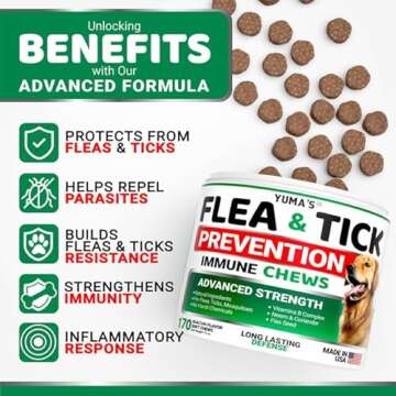 Flea and Tick Prevention for Dogs Chewables - 170 Treats - Natural Dog Flea and Tick Treatment Chewa...