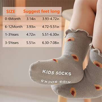 Libsofter Baby Girl Socks Toddler Frilly Ruffle Socks Infant Newborn Neutral Socks Non Skid Anti Slip with Grips