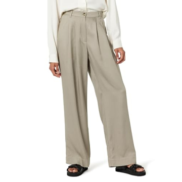 The Drop Women's Amalia Relaxed Pleated Trousers in Vintage Khaki for Effortless Style