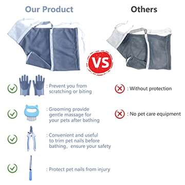 KlerRoem Cat Bathing Bag, Adjustable Anti-bite and Anti-Scratch Shower Mesh Grooming Bag for Pet Dog...