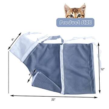 KlerRoem Cat Bathing Bag, Adjustable Anti-bite and Anti-Scratch Shower Mesh Grooming Bag for Pet Dogs, Includes Pet Nail Clipper, Nail File, Grooming Glove, and Cat Shell Comb