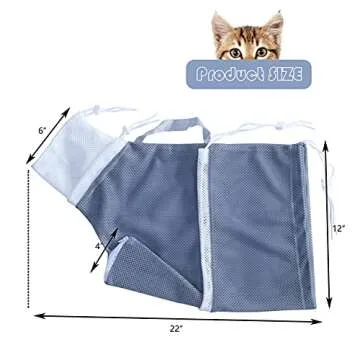 KlerRoem Cat Bathing Bag, Adjustable Anti-bite and Anti-Scratch Shower Mesh Grooming Bag for Pet Dogs, Includes Pet Nail Clipper, Nail File, Grooming Glove, and Cat Shell Comb
