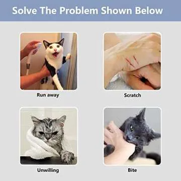 KlerRoem Cat Bathing Bag, Adjustable Anti-bite and Anti-Scratch Shower Mesh Grooming Bag for Pet Dogs, Includes Pet Nail Clipper, Nail File, Grooming Glove, and Cat Shell Comb