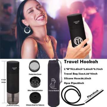 Portable Hookah for Travel, Hookah set with Everything, Hookah Pipe Single Shisha Kit, To Go Hookah ...