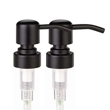 2 Pcs Thick Clear Glass Jar Hand Soap Dispenser Bathroom with Matte Black Stainless Steel Pump, 12ounce Clear Boston Round Bottle Dispenser with Rustproof Pump for Kitchen Dish