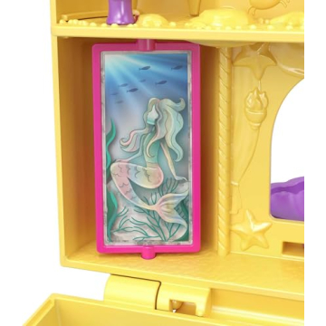Polly Pocket Travel Toy with 2 Micro Dolls, Dolphin Pet & Water Play Accessories, Pocket World Surf ‘n’ Sandventure Playset