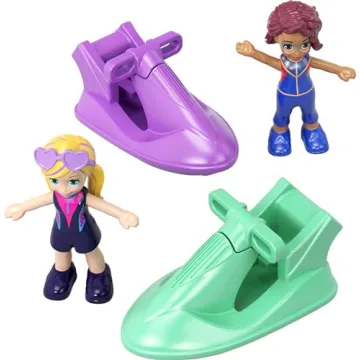 Polly Pocket Travel Toy with 2 Micro Dolls, Dolphin Pet & Water Play Accessories, Pocket World Surf ‘n’ Sandventure Playset