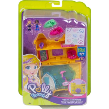 Polly Pocket Travel Toy with 2 Micro Dolls, Dolphin Pet & Water Play Accessories, Pocket World Surf ‘n’ Sandventure Playset